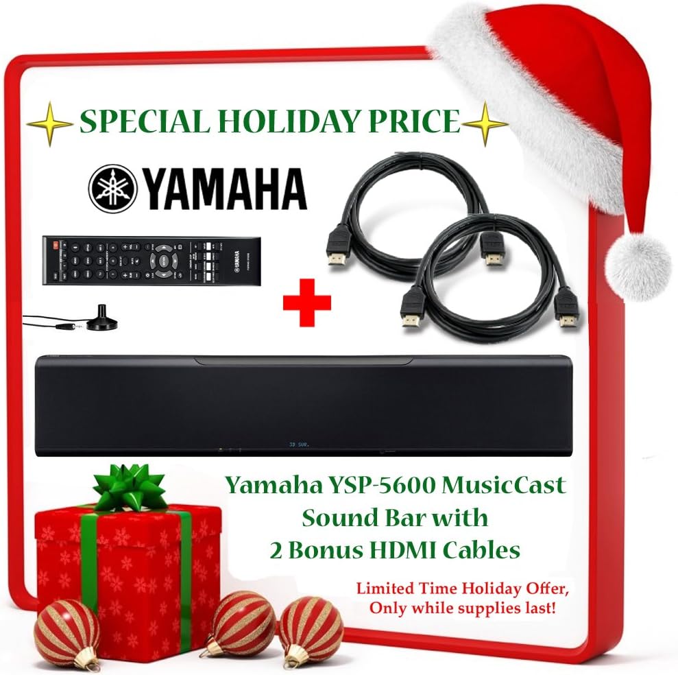 Black Friday Deal Brand New! Yamaha YSP-5600 MusicCast Sound Bar w/ Dolby Atmos and DTS:X + 2 Bonus HDMI Cables!