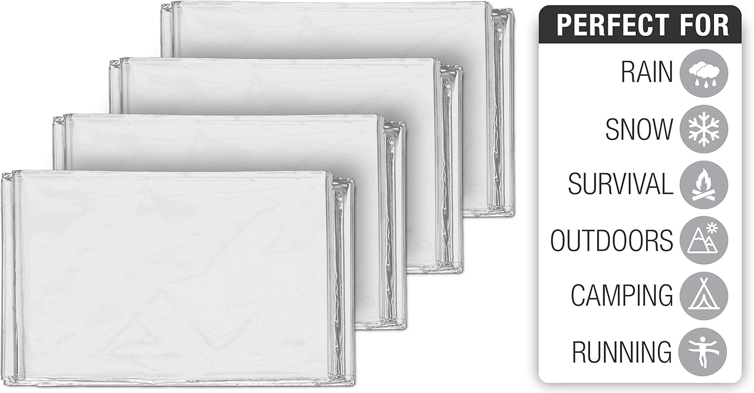 Swiss Safe Emergency Mylar Thermal Blankets, Designed for NASA, Outdoors, Survival, First Aid, Silver, 10 Pack: Kitchen & Dining