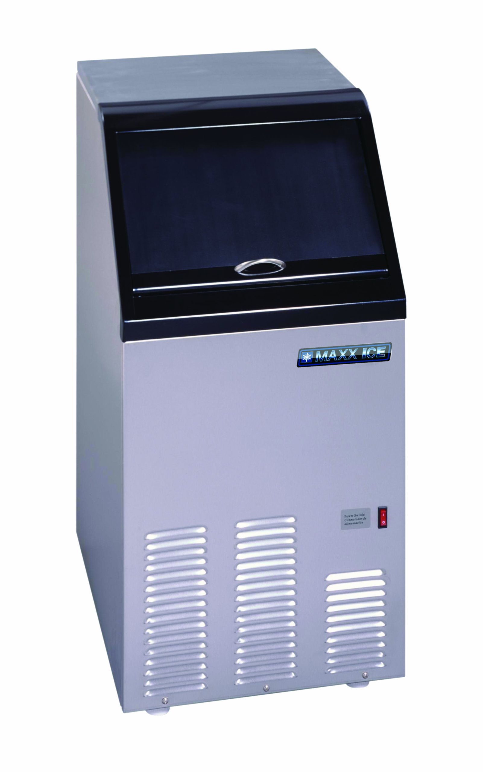 Maxx Ice MIM75 Commercial Ice Maker Machine, Stainless Steel Self-Contained Undercounter Design Makes Bullet Cubes with 25-Pound Storage, 75-lbs, Metallic