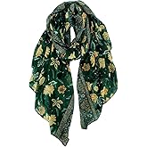 GERINLY Lightweight Scarves Fashion Flowers Print Women Cotton Wrap Scarf Head Shawl Winter Gift