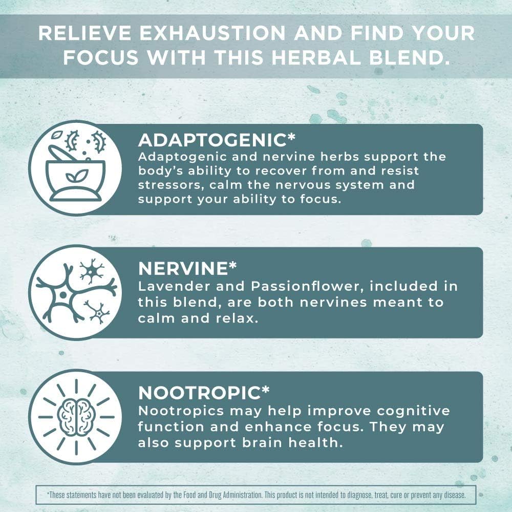 Adrenal Support & Focus Supplement by MaryRuth's | Adrenal Supplements Help The Body Manage Stressors & Improve Focus | Nootropic Adrenal Complex with Astragalus Root, Gingko Leaf, Wood Betony Herb: Health & Personal Care