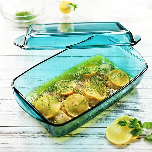 XIUXIU Cristal Azul Juego de 2 Piezas Rectángulo Cristal Horno de ...