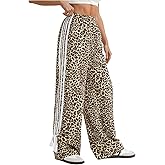 GORGLITTER Women's Leopard Cheetah Baggy Pants Bow High Waisted Wide Leg Trousers