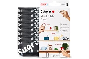 Tesa Sugru Super Glue - Waterproof Wood Glue for Home Improvement & Crafts - Use as a Poster Putty or Silicone Adhesive for Repairing & Bonding - 8 Pack - Black (3.5g/ea)