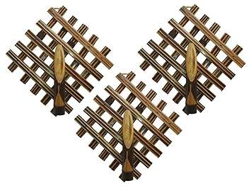 3 of Wall Hanging Bamboo Handicraft Dual-Tone Wooden Flower vases