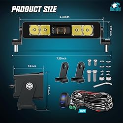 Nilight LED Light Bar 8inch 5LED 2PCS Single Row