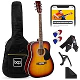Best Choice Products 41in Full Size Beginner All Wood Acoustic Guitar Starter Set w/Gig Bag, Strap, Capo, Strings, Picks - Sunburst