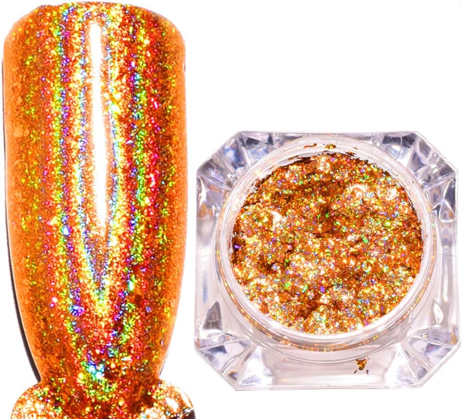 YesLady Nail Glitter Gold Shining Powder Magic Laser Pigment DIY Art Decorations 2Boxes
