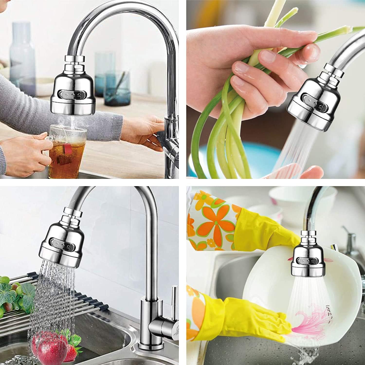 360 Rotatable Anti Splash Faucet Nozzle Head 3 Modes Water Saving Tap Faucet Booster Shower Replacement For Kitchen Lveal Kitchen Sink Faucet Sprayer Head Longer Style Movable Kitchen Tap Head Kitchen Faucets Kitchen