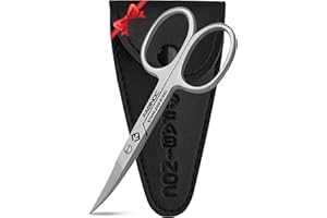 FABINOC Curved Nail Scissors for Women & Men – German Quality Stainless Steel – Small Manicure Pedicure Scissors for Fingernail, Toe Nail, Eyebrows & Mustache