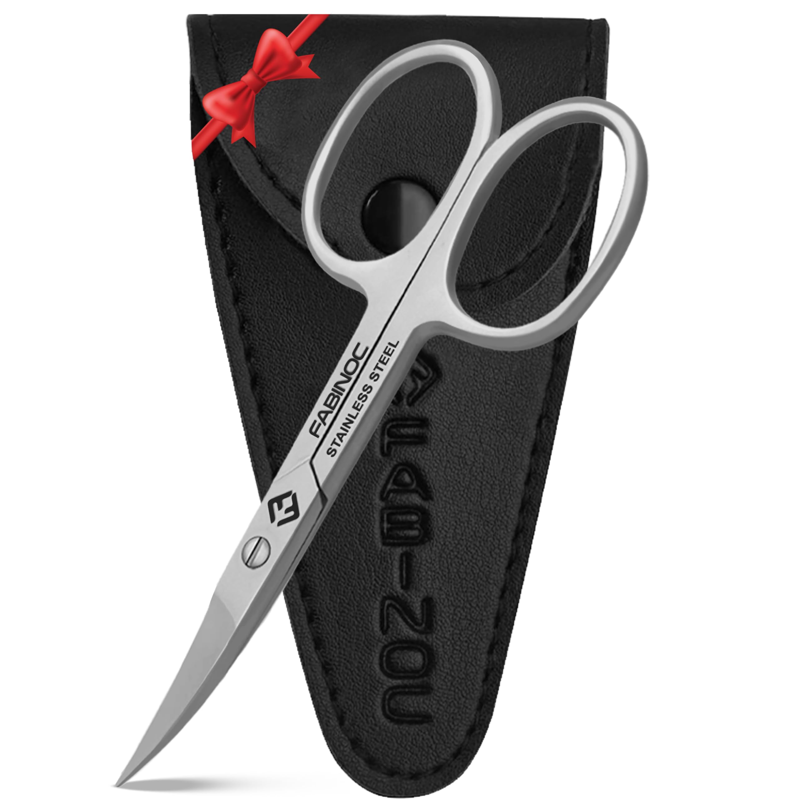 FABINOC® Curved Nail Scissors for Finger & Toenails | German Quality Stainless Steel | Small Sharp Bathroom Scissors for Eybrow, Nose, Moustache Trimming