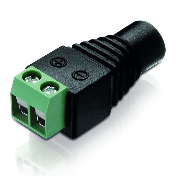adaptare 93522 Niedervolt Adapter (Terminalblock 2-polig auf DC-Hohlbuchse), 5,5x2,1mm, schwarz
