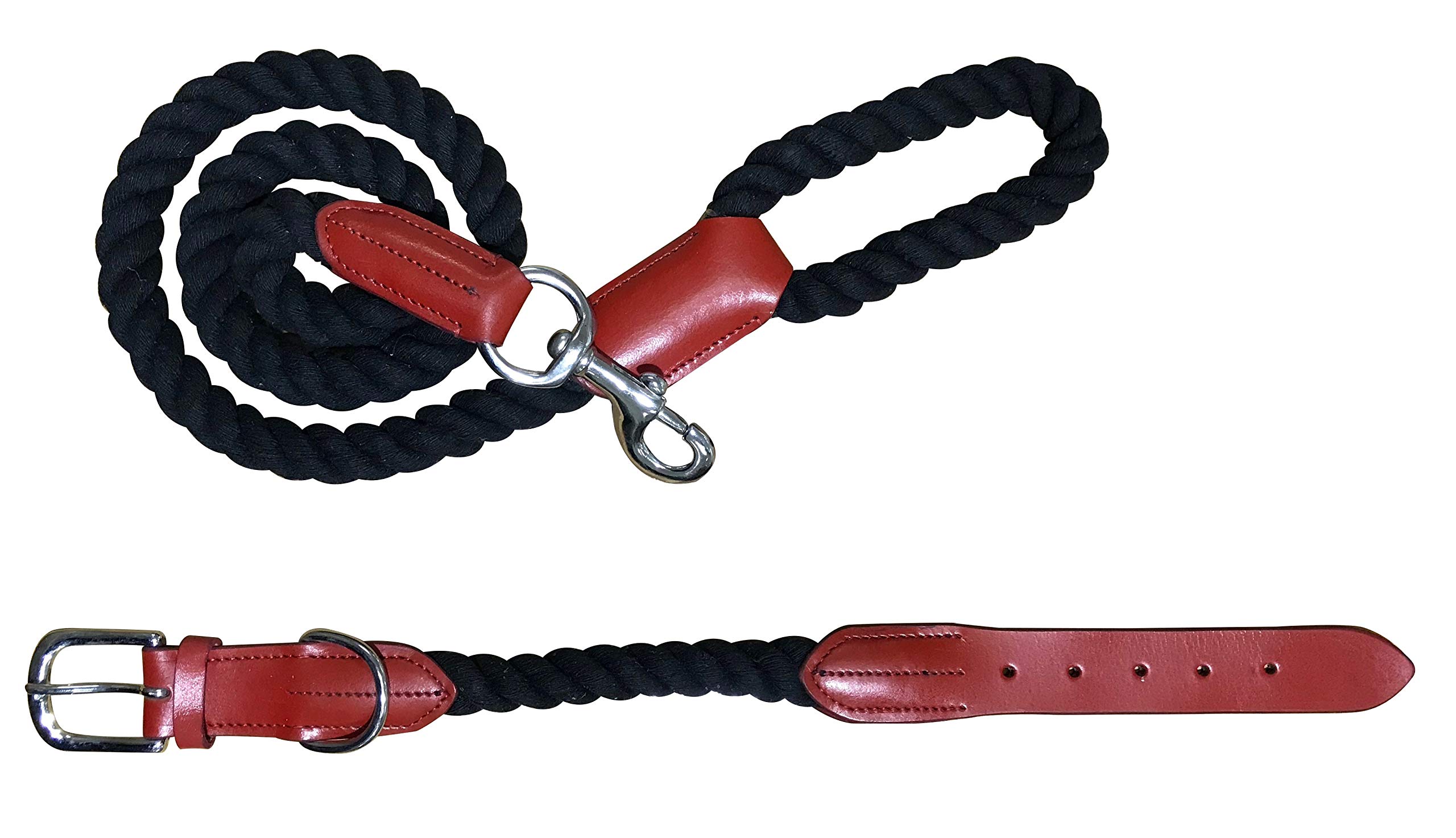 BRADLEY CROMPTON Genuine Leather Matching Pair Dog Collar and Lead Set S