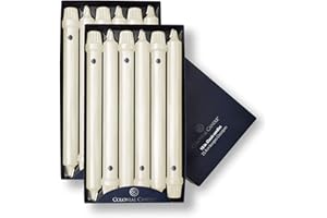 Colonial Candle Unscented Taper Candle, Classic Collection, Ivory, 10 In, Pack of 12 - Up to 8 Hours Burn