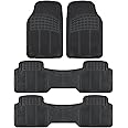 BDK 3-Row ProLiner Original Heavy Duty 4pc Front & Rear Rubber Floor Mats for Car SUV Van (Fits 3rd Row Vehicles) - All Weather Protection Universal Fit (Black)