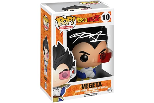 Christopher Sabat Vegeta #10 Voice Actor Facsimile Signed Reprint Laser Autographed Funko POP! Anime Animation Dragon Ball Z Figurine with Protector Case
