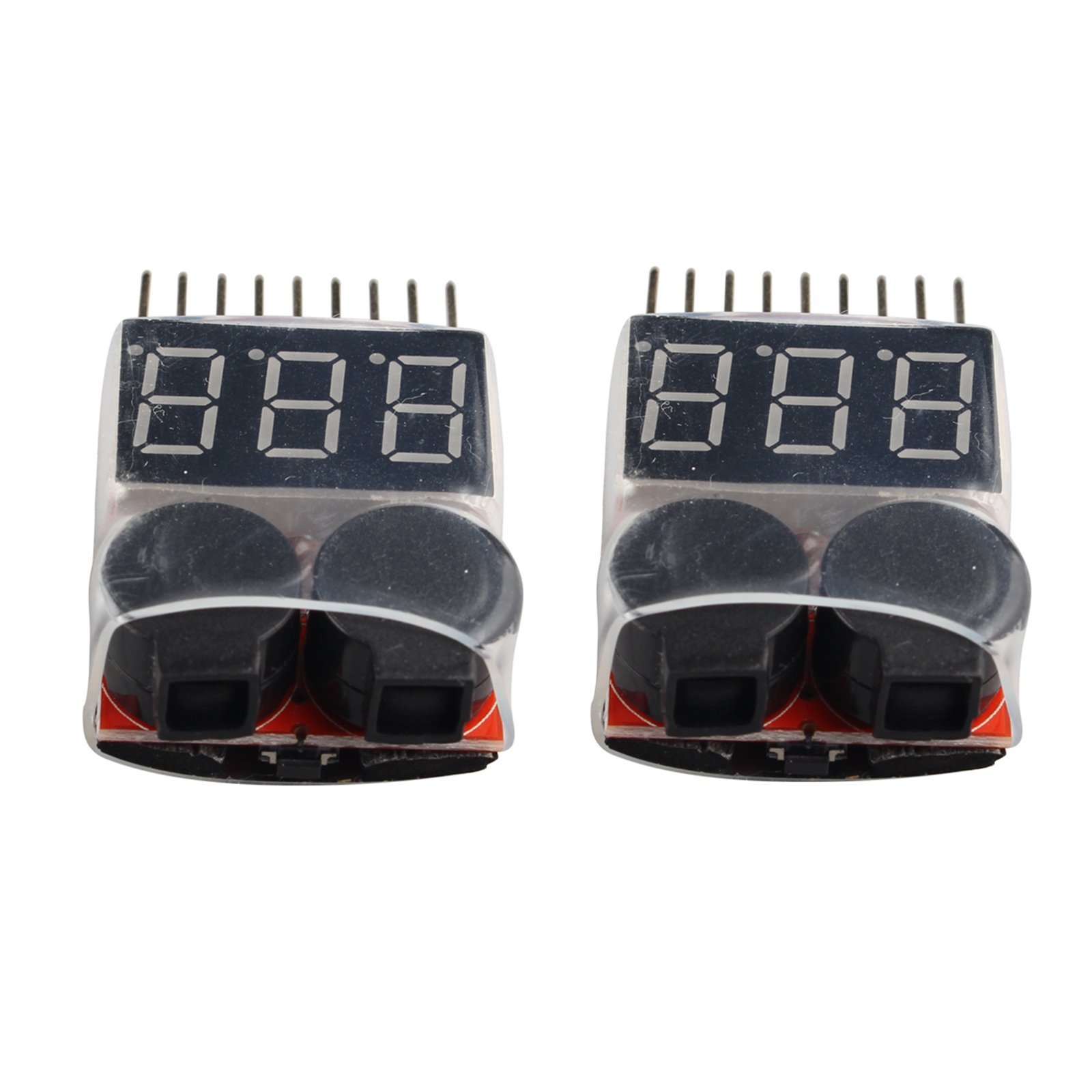 HALJIA 2pcs 1S-8S Drone/Racing Car Lipo/Li-ion/LiMn/Li-Fe Battery Tester, Low Voltage Buzzer Alarm Indicator, Remote Control Helicopter Multicopter Battery Monitor