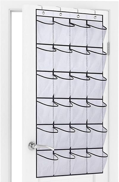 Newthinking Hanging Shoe Storage Over Door Organizer 24 Pockets White