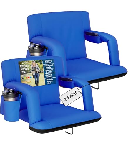 Siège De Stade Pliable Avec Dossier – Coussin Mousse Haute Résilience, Bases Antidérapantes, Léger 500 G, Pour Camping, Matches Et Plage