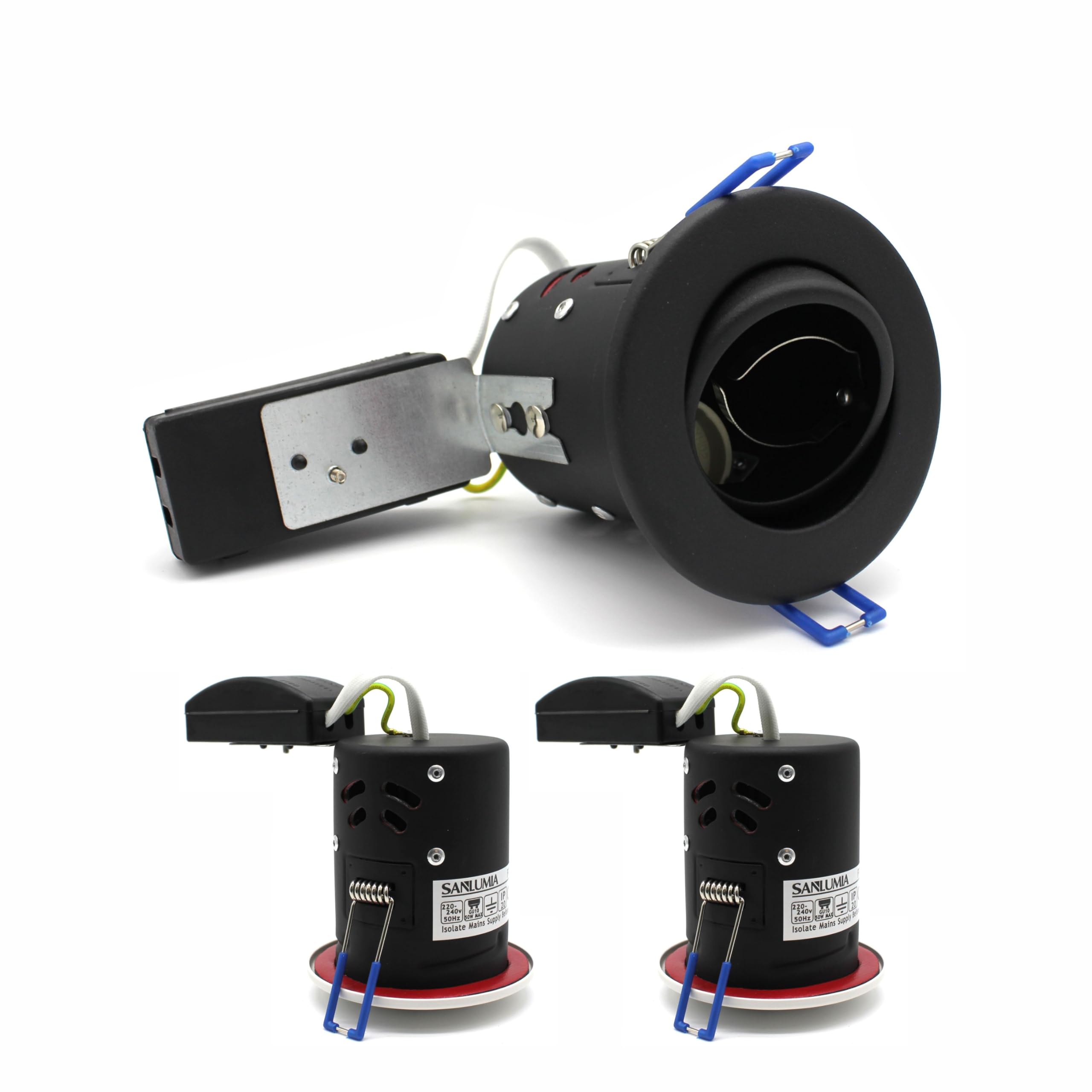 sanlumia 2 X LED Fire Rated Downlight Can GU10 Recessed Ceiling Twist & Lock Interchangeable Tilted Downlight IP20 Black