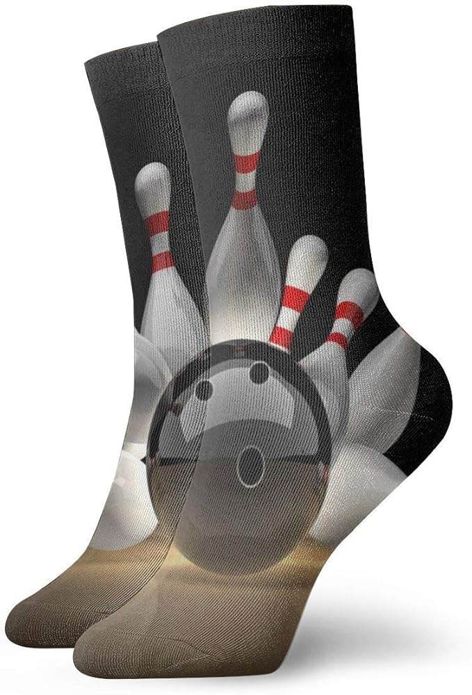 Mens Dress Socks Pack Beautiful Bowling Funny Polyester Crew Socks 30cm