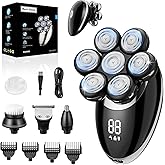Premium 7D Head Shavers for Bald Men - 5-in-1 Detachable Electric Shaver with Floating Blades, Wet/Dry Waterproof Head Shaving Kit with USB Charging for Ultra-Smooth Shaving Experience