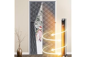 WLLEYAY Magnetic Thermal Insulated Door Curtain,Fits Door Size 30'' x 80'', Durable Oxford Cloth Thicken Cotton Fiber Fill, Temporary Door Insulation Cover,Soundproof Weatherproof Doors Blanket