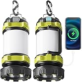 Alpswolf Camping Lantern Rechargeable, 4000mAh Camping Flashlight 6 Modes LED Lantern Portable Rechargeable Lanterns for Power Outage, Emergencies Light for Hiking, Green, 2 Packs