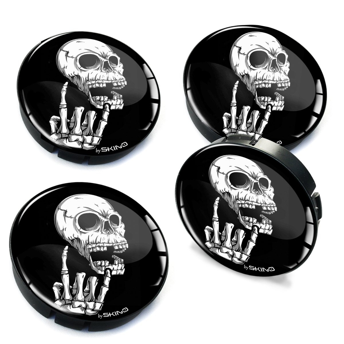 SkinoEu® 4 x 60mm 3D Gel Car Wheel Centre Universal Rims Hub Center Caps Vehicle Auto Tuning Emblem Skull Heavy Metal C 27