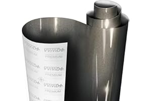 VViViD+ Ultra Gloss Candy Charcoal Grey Vinyl Car Wrap Premium Paint Replacement Film Roll with Nano Air Release Technology, Stretchable Protective Cap Liner, Self Adhesive (1ft x 5ft)