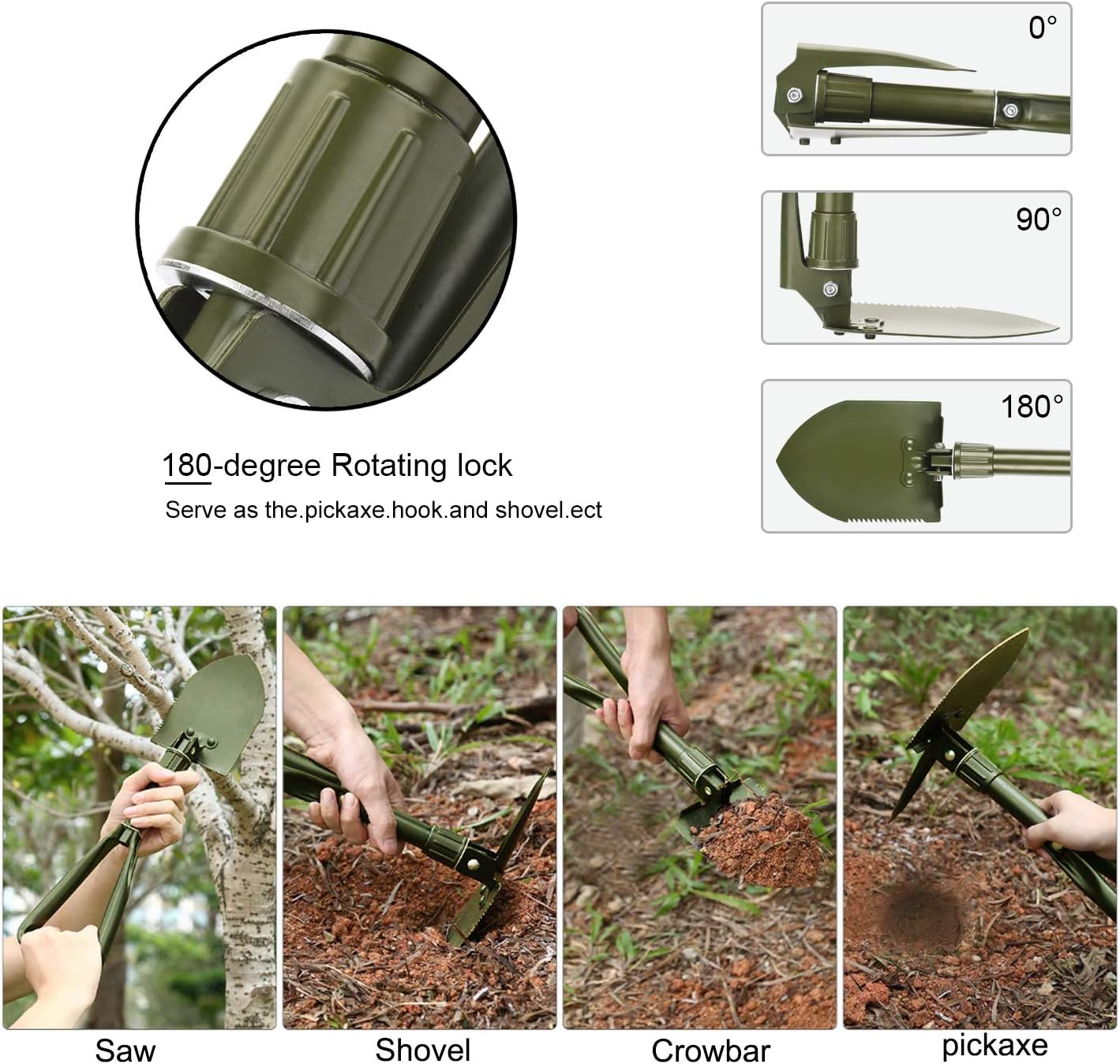 SUNHOO Collapsible Shovel Mini, Folding Spade Shovels for Digging, Portable Backpacking Car Emergency Kit, Military Style Entrenching Tool for Gardening | Lawn | Camping | Snow | Off Road : Garden & Outdoor