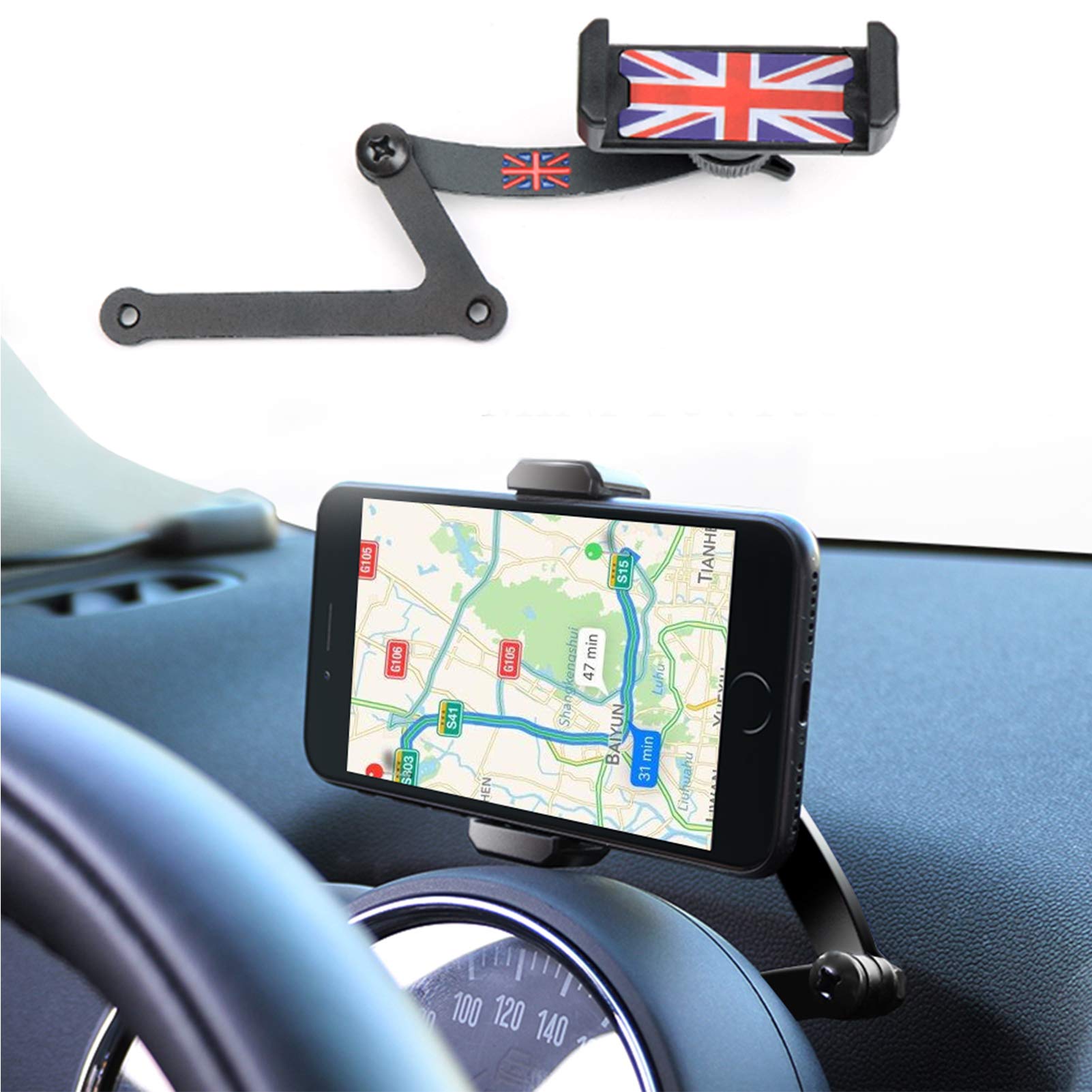 Mini Cooper Mobile Phone Holder, Foldable Invisible 360° Rotation Car Phone GPS Holder for Mini Cooper F54, F55, F56, F60