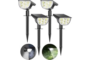 JIORRIO Solar Landscape Spotlights, [4 Pack/3 Modes] 2-in-1 Solar Landscaping Spotlights, IP67 Waterproof Solar Spotlights Outdoor Wall Lights for Garden Yard Patio Pool Tree Decoration (Cool White)