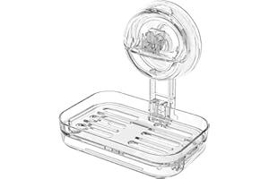 MJXKBB Shower Soap Dish, Transparent soap Holder, self-draining Design, no Drilling Required, Suitable for Glass, Mirrors, an