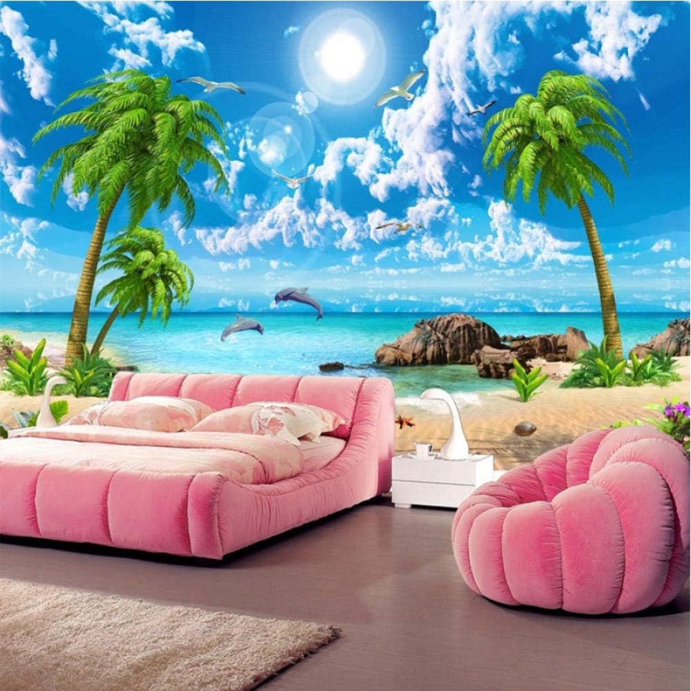Amazon Co Jp カスタム壁紙3d美しいパームビーチ海辺の風景写真壁紙リビングルームテレビソファ寝室背景壁3d壁画 400x280cm ホーム キッチン