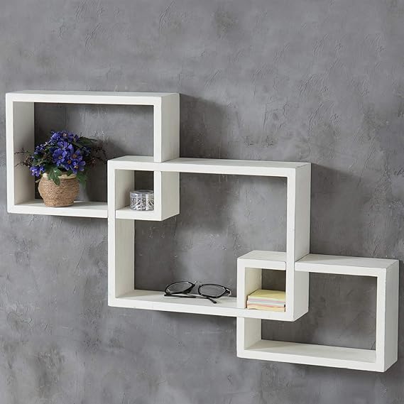 MyGift Decorative WallMounted Vintage White Wood Old