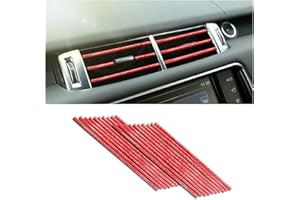 8sanlione Car Air Conditioner Decoration Strip for Vent Outlet, 20 Pieces Universal Waterproof Bendable Air Vent Outlet Trim Decoration, Suitable for Most Air Vent Outlet, Car Accessories (Ice Red)