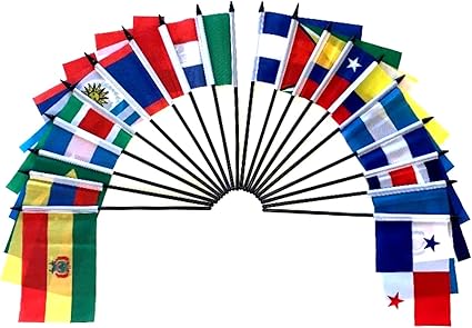 Amazon 中央南アメリカと世界国旗セット ポリエステル4 X6 フラグ 1つ各ラテンアメリカの国のフラグ 4 X 6ミニチュアデスク テーブルフラグ Small Mini Stickフラグ 机上用品 文具収納 文房具 オフィス用品
