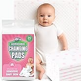 Eli with Love Disposable Baby Changing Pads - Soft, Waterproof &amp; Leakproof Liners Absorbent Underpads - Large Travel Size Diaper Changing Mat for Home, Car, Diaper Bag - (20 Pack, Floral)