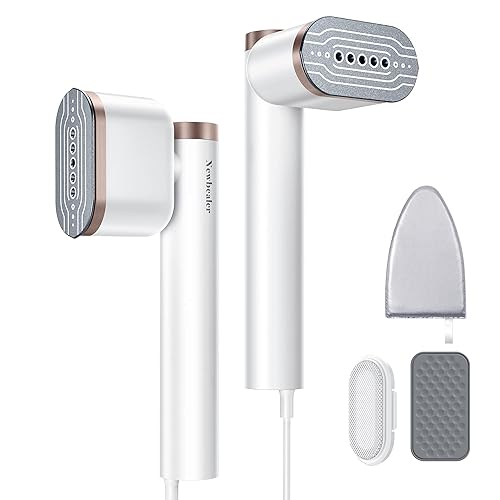 Newbealer Clothes Steamer, 2-in-1 Garment Steamer Clothing for Vertical and Horizontal Steaming, 20s Fast Heat-Up Iron for Clothes with Detachable Water Tank, 2 Powerful Levels