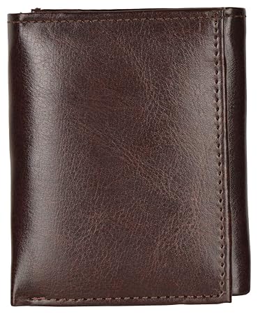 AspenLeather PU Leather Mens Tall Trifold Wallet - RED