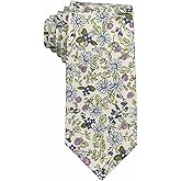 Entwineno Mens Floral Pattern Ties - Cotton Print Necktie - Wedding Groomsmen