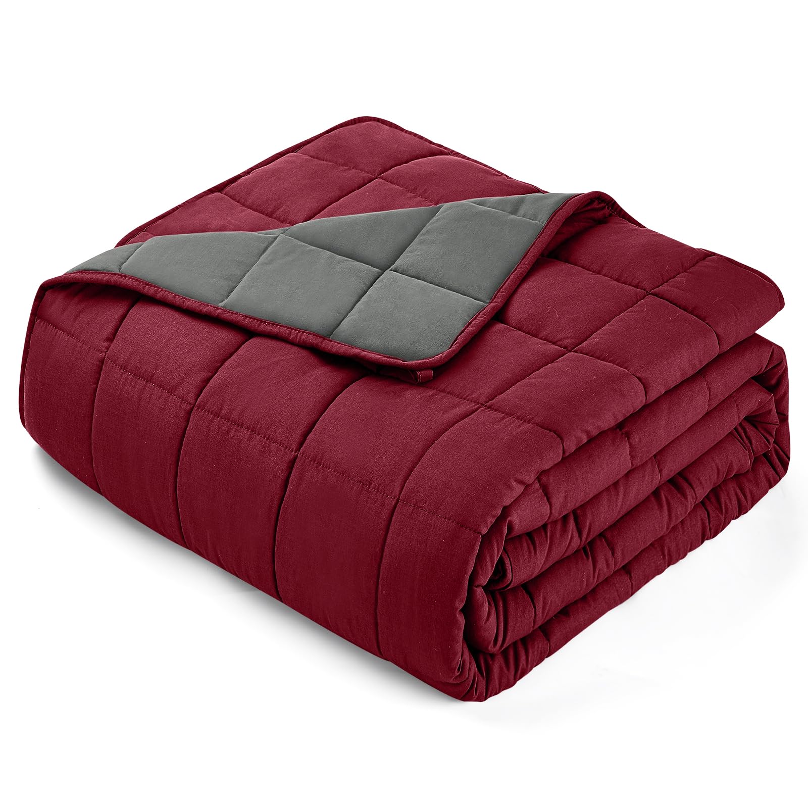 Photo 1 of yescool Weighted Blanket for Adults (20 Lbs, 60”X 80”, Red Grey) Heavy Thick Bed Blanket Queen/Full Size for Sleeping Perfect for 190-210 Lbs, Cozy Gifts for Women, Machine Washable