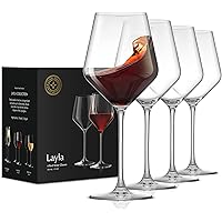 JoyJolt Layla Red Wine Glasses, Set of 4 Italian Wine Glasses, 17 oz Clear Wine Glasses