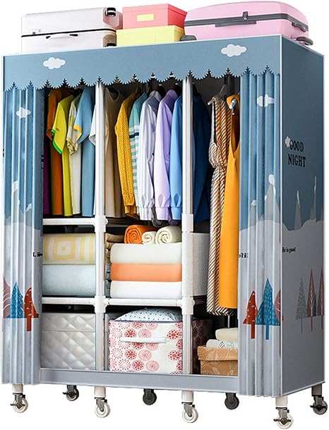 Amazon ワードローブ クローゼット オックスフォードの生地が付いているポータブルワードローブ服クローゼット収納オーガナイザー 防水 防塵 防汚 Color B1 Size 125x45x170cm ワードローブ オンライン通販
