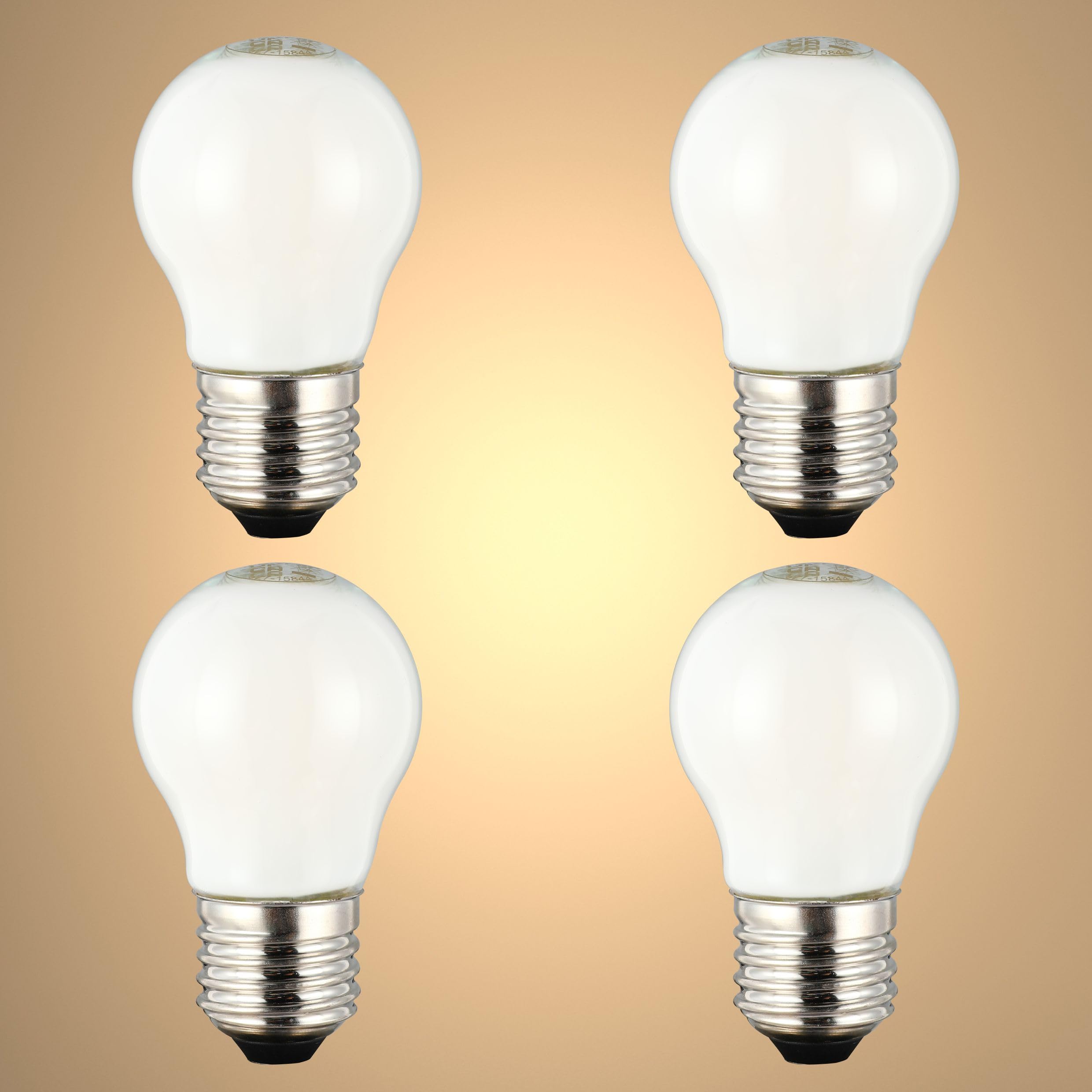 TEKLED® G45 Golf Ball DIMMABLE Filament LED Bulbs | E27 Edison Screw | A15 Energy Saving 4W Light Milky White Glass Bulb 37W Incandescent Bulb Equivalent | 4000K 500LM | 4-Pack | Cool White
