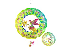 FUNACAY Metal Wind Spinner, Hummingbird Wind Spinners for Women Mom Grandma Wife, 12 inch Stainless Steel Memorial Gifts for Indoor & Outdoor, Yard Art, Garden Decor