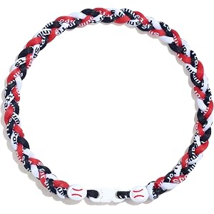 NUKAYAI 18in Baseball Necklace Stylish Baseball Tri-Braided Rope Necklaces for Team Players Lovers Fans