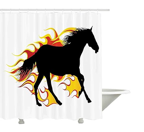 Yeuss Equestrian Shower Curtain By Horse Silhouette Running In