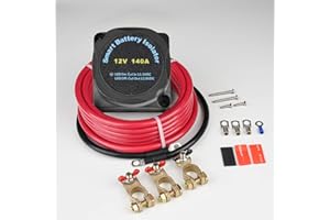 MaySpare Dual Battery Isolator Kit 12V 140Amp Voltage Sensitive Relay VSR Double Battery Automatic Charger & Wiring Cable Kit